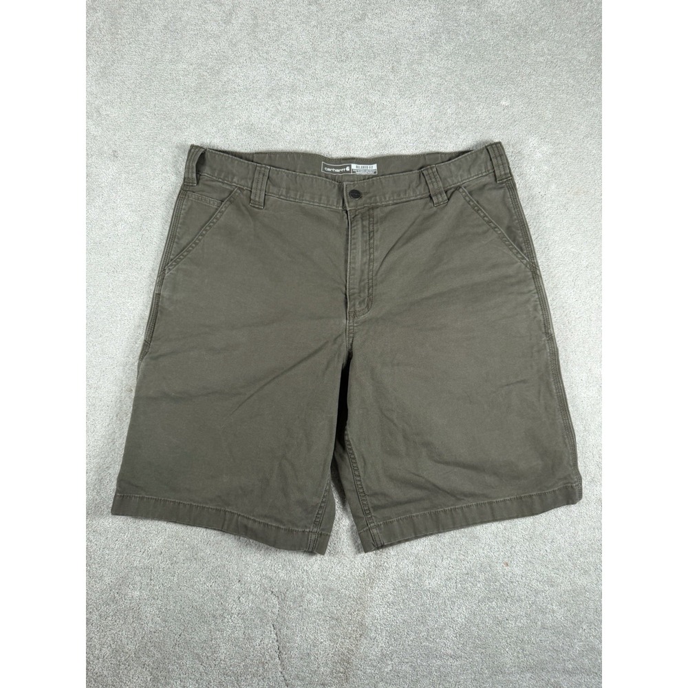 Carhartt Short Mens 38 Rugged Flex Relaxed Fit Green‎ Canvas Work 10" BS2514-M